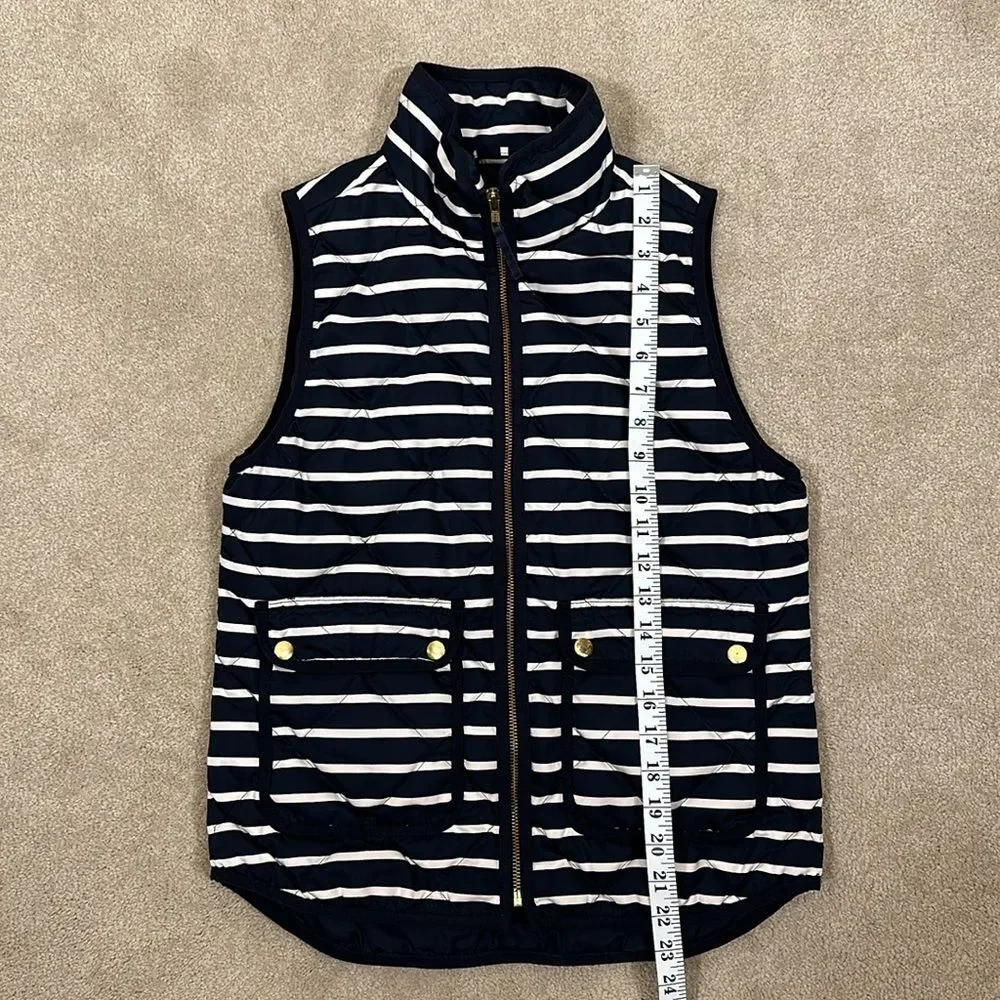 J. Crew Blue Navy White Down Puffer Nautical Vest Women XS